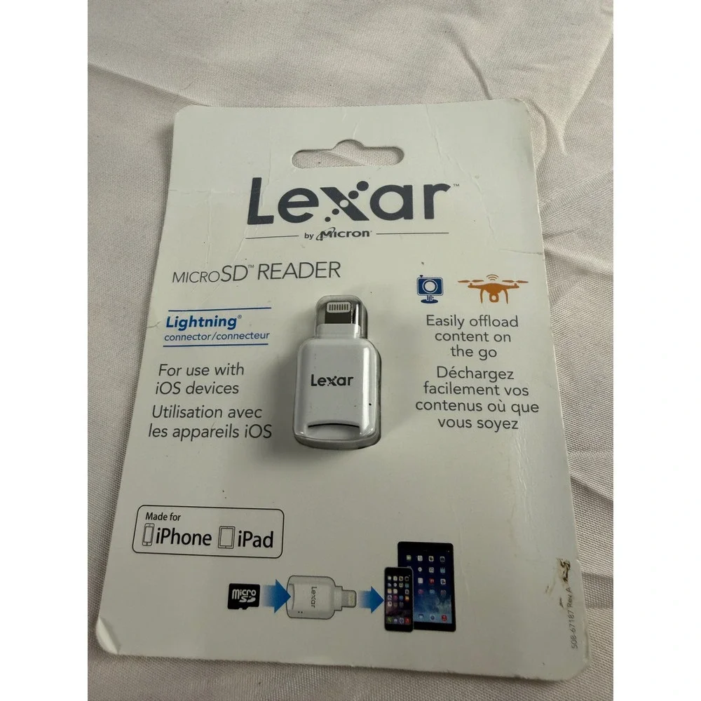 Lexar by Micron MicroSD Card Reader for iPhone iPad Lightning Connector White
